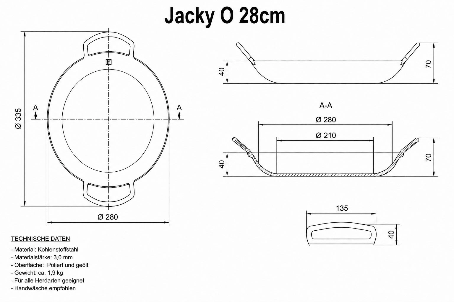 Technische Zeichnung Jacky O 28 cm #grosse-wahlen_o-28-cm-jacky-o