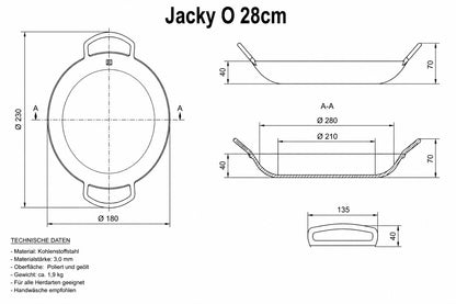 Technische Zeichnung Jacky O 28 cm #grosse-wahlen_o-28-cm-jacky-o